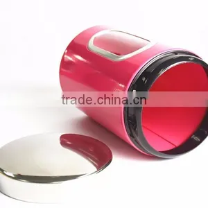 3 Pieces Pink Kitchen Food Storage Canister,Stainless Steel Canister Set thumbnail-4