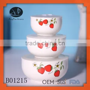 Best Sell Super Quality Porcelain Drinking Cup,salad Bowl With Vented Lids(strawberry) thumbnail-1