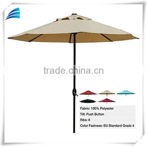 Patio Market Sun Beige Umbrella With Push Button Tilt and Crank thumbnail-1