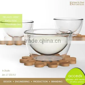 Custom Unbreakable Borosilicate Clear Double Wall Glass Tea Cup thumbnail-1