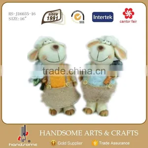 15.5 Inch Garden Decoration Resin Gift Lively Animal Sculpture Pair Cow Statue thumbnail-2