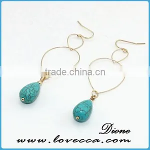 Natural Gemstone Earring Stud Jewelry Real Turquoise Green Stone Earring thumbnail-2