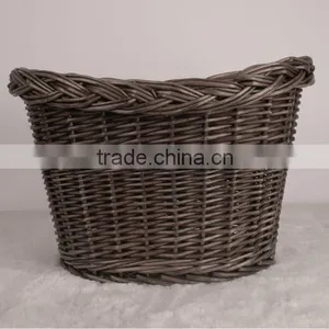 Black Round Hand Knitting Wicker Bicycle Basket thumbnail-1