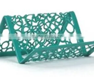 Green Hollow Dot Pattern Metal Punched Decorative Desk Name Card Holder thumbnail-2