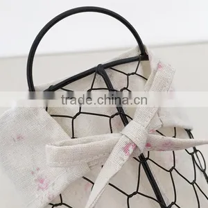 Small Wire Tabletop Basket With Liner for Sundries Storage thumbnail-2