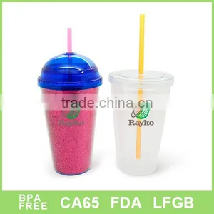 Dome Lid BPA Free 16oz Promotion Plastic Straw Mugs thumbnail-1