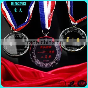 KM-XP09 2016 New Arrival Round Shape Small Glass Crystal Medal thumbnail-1