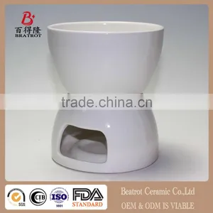 Ceramic Chocolate Fondue Set w/ Forks - Tea Light Porcelain Melting Pot w/ Fondue Dippers thumbnail-1