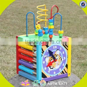2017 Wholesale Multi-function Toddlers Wooden Bead Activity Table New Design Funny Kids Wooden Bead Activity Table W11B137 thumbnail-1