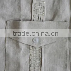 Men's 100% Cotton Guayabera Shirt With Long Sleeve and Pintuck Embroidery thumbnail-4