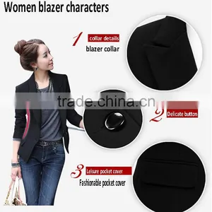 NEW Women Slim One Button Long Sleeve Black Women Blazers 2014 thumbnail-2