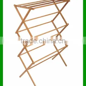 Custom Outdoor Folding Bamboo Vertical Clothes Drying Rack Stand For Sale thumbnail-1
