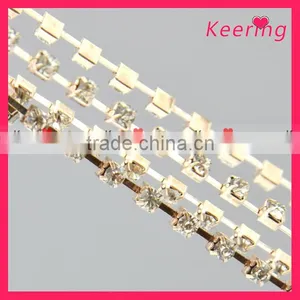 Keering Crystal Clear Rhinestone Cup Chain With Gold Claw WRC-010 thumbnail-1