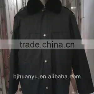 4 Buttons Black Colour Fur Collar Long Work Overalls for Men thumbnail-1