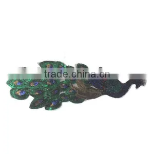 Peafowl Applique Embroidery Designs Custom Animal Embroidery Sequin Patch thumbnail-2