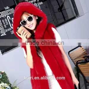 2016 New Arrival Free Shipping Real Natural Fox Fur Vest Genuine Women Fur Vest Wholesale Plus Customize Low Sale thumbnail-3