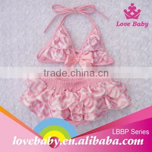 New Arrival Lovebaby Pink Chevron Swimming Cute Kids Swimsuits With Bowknot thumbnail-1