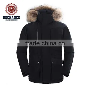 Mens Black Outdoor Down Coat Winter Coat With Fur From Down Jacket Factory thumbnail-1