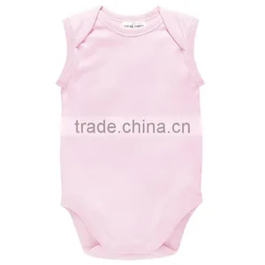 High Quality Sleeveless Blank White Cotton Baby Romper Bodysuit thumbnail-3