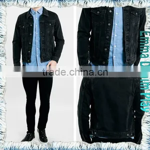 Men's Big-Tall Unlined Black Denim Jackets With Copper Button thumbnail-4