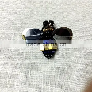 Shiny Black Bees Sequins Beads Rhinestones Appliques Patch Brooch thumbnail-2
