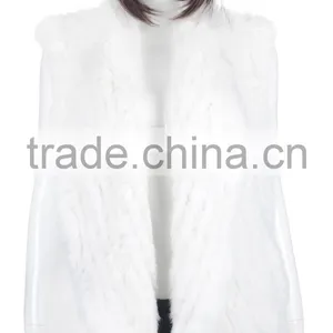 YR078 New Arrival Top Quality Chic Women Apparel Genuine Rabbit Knitted Sleeveless Vest thumbnail-3