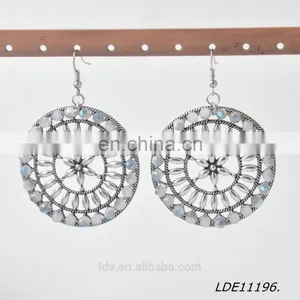 New Design Hollow Disc Crystal Earring Big Round Flower Earring thumbnail-2