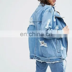 Fashionable Womens Baseball Coat Trendy Denim Motorcycle Jacket thumbnail-3
