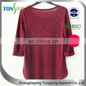 Women's Yarn Dyed Three Quarter Sleeve Top thumbnail-2