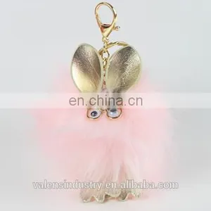Hot Sales Wholesale Fluffy Faux Fox Fur Pom Poms Keychain Bird Shape Pom Pom Ball Pendant for Woman Cellphone/handbag/hats/Car thumbnail-3