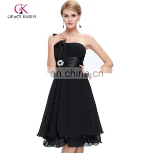 Grace Karin Chiffon One Shoulder Knee Length Bridesmaid Dresses CL4095 thumbnail-1