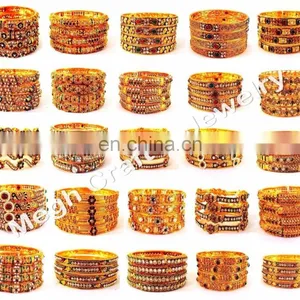 One Gram Gold Plated Bangle Set - South India Gold Plated Kada Set - Wedding Wear Bangles - Wholesale Traditional Bangle thumbnail-5