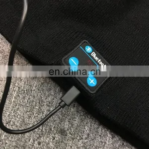 Custom Logo Blue-tooth Wool Knitted Beanie Hat for Men thumbnail-6