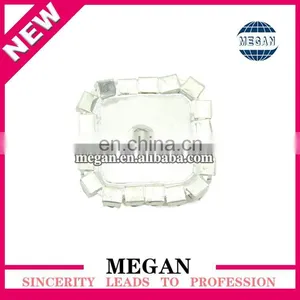 Flatback Square Shape Silver Rhinestone Crystal Button thumbnail-6