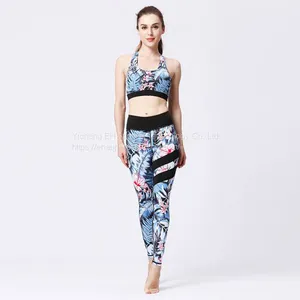 3D Print Sports Yoga Bra High Elastic Seamless Fashion Anti Cellulite Leggings Set thumbnail-2