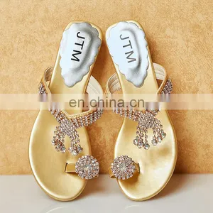 New Solid Color Rhinestone Sandals and Slippers Plus Size Women Slippers Summer Beach Women's Shoes thumbnail-1