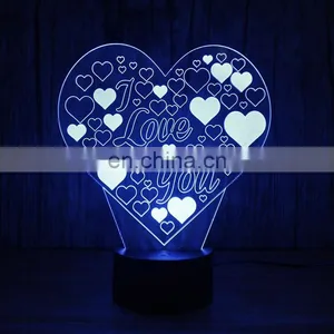 Heart Shape 7 Color Changing 3d Acrylic Led Night Light Lamp Valentine Day Gifts thumbnail-1