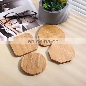 Wireless Charger 2019 Trendy Product Wireless Charger Phone Charging Station for IPhone Round Wooden Wireless Charger thumbnail-1