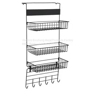5 Layer Coated Wire Wall Mounted Multi-Layer Refrigerator Storage Rack With Hooks thumbnail-2