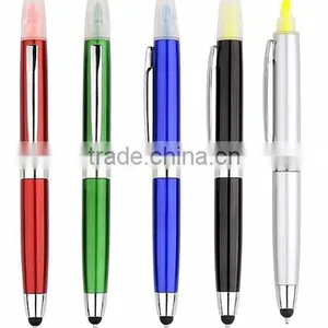 Multifunction Plastic Ball Pen Highlighter and Touch Pen thumbnail-1