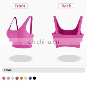 Gym Activewear Women Sling Wide Shoulder Bra Fitness Ribber Tank Top Running Sports Bra thumbnail-4