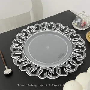 New Arrival Vintage Clear Round Plastic Charger Plates Acrylic Dinner Dishes For Wedding thumbnail-1