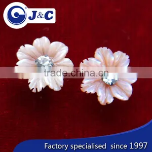 Carved Customized Natural Sea Shell ,mother of Pearl Earrings With Stones thumbnail-5