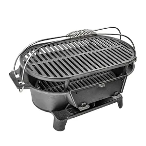 Hibachi Grill - 20 Inch Portable Cast Iron Outdoor Tabletop Grill - Handled Mini Japanese BBQ Charcoal Stove thumbnail-1