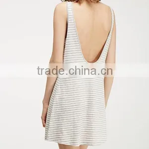 2015 China Manufacturer Customized the Latest Design Striped Scoop Back Dress thumbnail-3