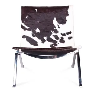 Minimalist PK22 Easy Chair, Poul Kjaerholm 1956 Replica Leather Accent Chair With Stainless Steel Base for Living Room & Commercial Use thumbnail-5