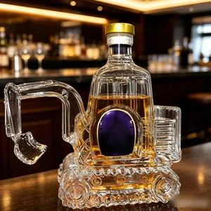 Excavator Shaped Lead-Free Crystal Liquor Decanter Whiskey Bottle for Bar Decor & Engineer Gift thumbnail-5