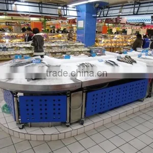 APEX Custom Make Commercial Restaurant Curve End Head Stainless Steel Fruit Display Table Ice Case thumbnail-1