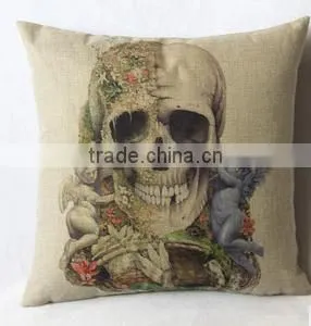 Wholesale Printing Cushion Cover Watercolor Skull Headdress Pillow Cover Sofa Cover Decorative Pillows thumbnail-3
