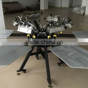 Manual Turntable T-shirt Garment Textile Screen Printing With 6 Color 6 Stations With Micro Registration thumbnail-3